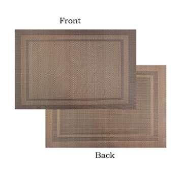 Bright Dream Placemats Washable Woven Vinyl Plastic Placemats for Kitchen Placemat Stain Insulation Table Mats Set of 4 (Coffee)