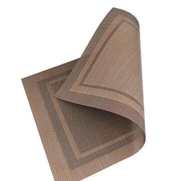 Bright Dream Placemats Washable Woven Vinyl Plastic Placemats for Kitchen Placemat Stain Insulation Table Mats Set of 4 (Coffee)