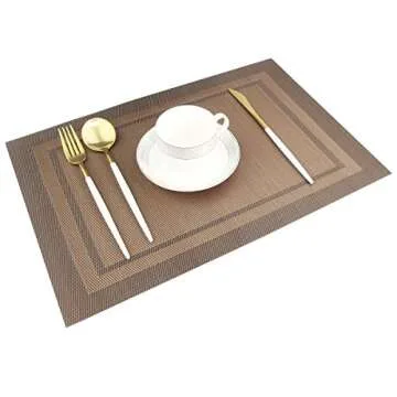 Bright Dream Placemats Washable Woven Vinyl Plastic Placemats for Kitchen Placemat Stain Insulation Table Mats Set of 4 (Coffee)