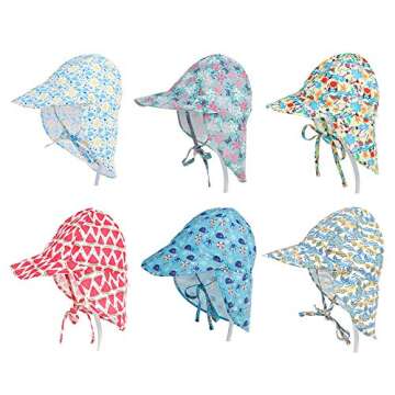 Baby Boys Girls Sun Hat Toddler Adjustable Summer UPF 50+ Sun Protection Beach Flap Hat with Wide Brim Pink 9-18 Months