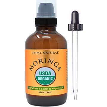 PRIME NATURAL Organic Moringa Oil - 100% Pure Cold Pressed Vegan Oil