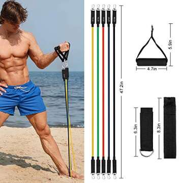 Resistance Bands Set with Handles, Door Anchor, Ankle Straps and Workout Guide - Lxuemlu Exercise Bands for Men Women Resistance Training, Home Workouts