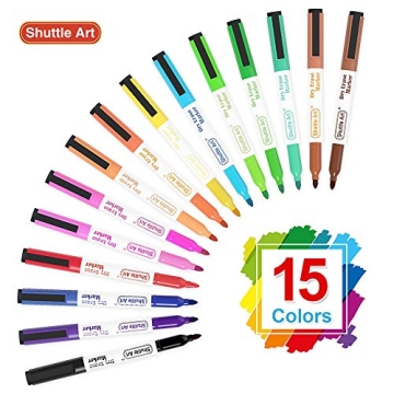 Shuttle Art 15 Colors Magnetic Dry Erase Markers Set