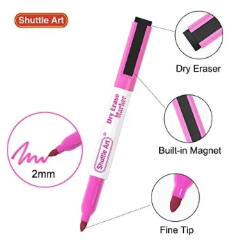 Shuttle Art 15 Colors Magnetic Dry Erase Markers Set
