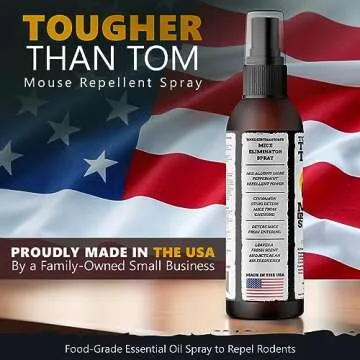 Tougher Than Tom Mouse Repellent Spray – 8 fl oz Premium Cinnamon and Peppermint Oil Spray for Rodents – Effective Mouse Repellent Indoor Spray – Mice Deterrent Spray – All-Natural Formula