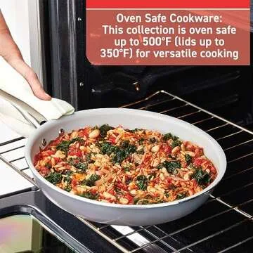T-fal Fresh Gourmet Recycled Ceramic Nonstick Fry Pan Set, 2 Piece, 8, 10,5 Inch Oven Broiler Safe 500F Cookware, Pots and Pans, Grey