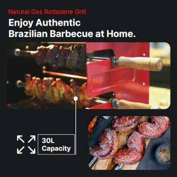 Brazilian Flame Churrasco® Gas Rotisserie Oven Grill Roaster with Auto Rotating Skewers for Rotisse...