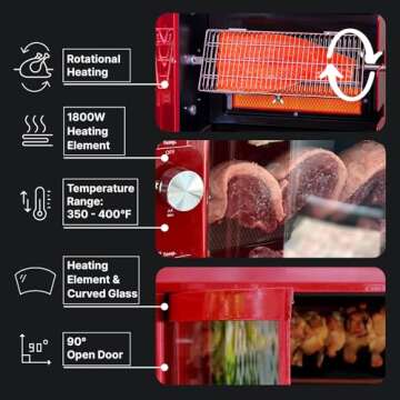 Brazilian Flame Churrasco® Gas Rotisserie Oven Grill Roaster with Auto Rotating Skewers for Rotisserie Chicken, Brazilian Style BBQ and Churrasco, Shawarma Machine, Propane Grill - 2024 Series