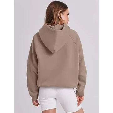 ANRABESS Women Hoodies Oversized Fleece Long Sleeve Comfy Casual Basic Pullover Sweatshirts 2025 Fall Outfits Sweater Light Khaki X-Small