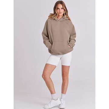 ANRABESS Women Hoodies Oversized Fleece Long Sleeve Comfy Casual Basic Pullover Sweatshirts 2025 Fall Outfits Sweater Light Khaki X-Small