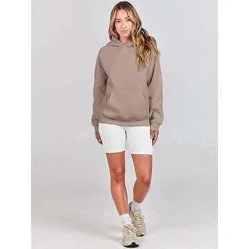 ANRABESS Women Hoodies Oversized Fleece Long Sleeve Comfy Casual Basic Pullover Sweatshirts 2025 Fall Outfits Sweater Light Khaki X-Small