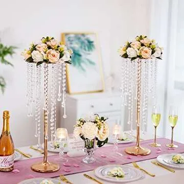 Elegant Gold Vases for Weddings & Home Decor - Set of 2