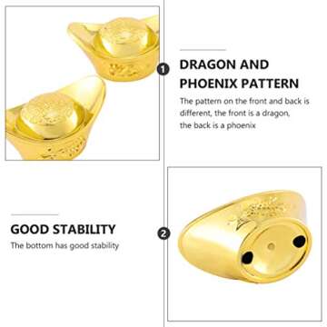 12PCS Feng Shui Golden Ingot Charm Attracts Luck