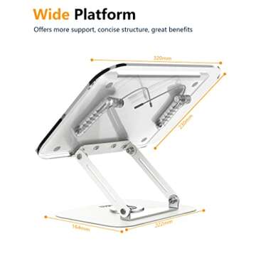 Acrylic Book Stand for Reading, Amasrich Adjustable Holder with 360° Rotating Base & Page Clips, Foldable Desktop Ricer for displaying Cookbook, Sheet Music,Laptop,Recipe,Textbook,Hands Free,Aluminium