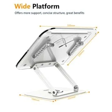 Acrylic Book Stand for Reading, Amasrich Adjustable Holder with 360° Rotating Base & Page Clips, Foldable Desktop Ricer for displaying Cookbook, Sheet Music,Laptop,Recipe,Textbook,Hands Free,Aluminium