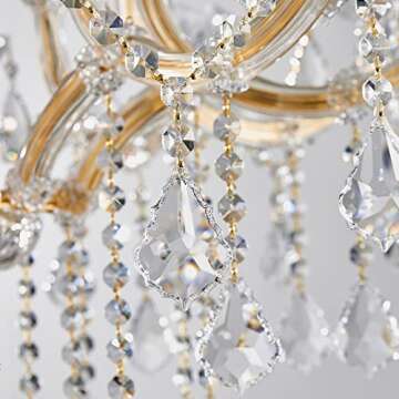 TMAFON Modern Gold Crystal Chandelier Lighting - Luxury Maria Theresa Chandeliers for Dining Room, Kitchen Island, Living Room, Bedroom, 10 Lights…