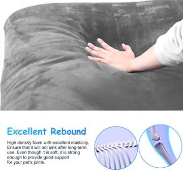 Magic Dog Super Soft Extra Large Orthopedic Dog Bed for XL Dogs, 47 Inches, Grey