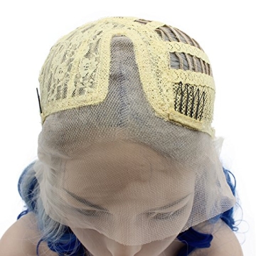 Stylish Mxangel Long Wavy Ombre Gray Blue Wig