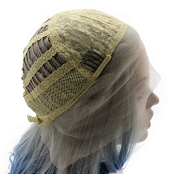 Stylish Mxangel Long Wavy Ombre Gray Blue Wig