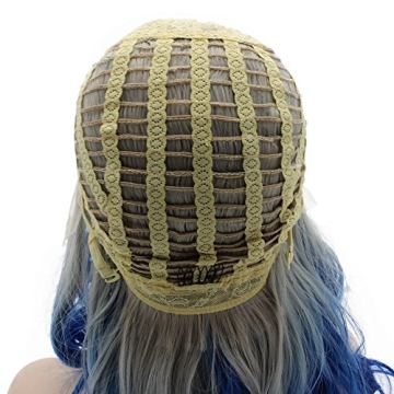 Stylish Mxangel Long Wavy Ombre Gray Blue Wig