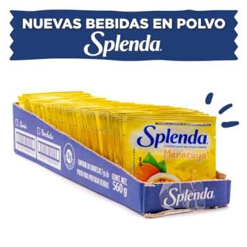 SPLENDA Zero Calorie Powdered Drink Mix, Sugar Free, Passion Fruit Flavored Pitcher Packets, Concentrado En Polvo Sabor, Maracuya Sachet (80 Count)