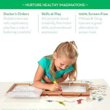 Melissa & Doug Natural Play: Play, Draw, Create Dinosaurs Drawing Activity Set & Magnet Kit - Reusable Mess-Free Travel Activity