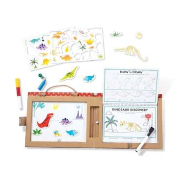 Melissa & Doug Natural Play: Play, Draw, Create Dinosaurs Drawing Activity Set & Magnet Kit - Reusable Mess-Free Travel Activity