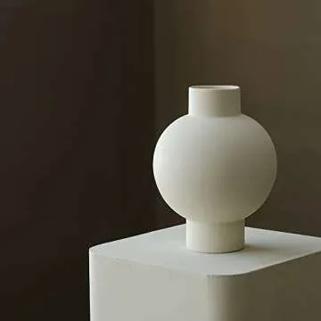 Classic Lantern Flower Vase, Round Spherical Large Capacity, 9" × 7" (Matte Crème)