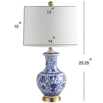 JONATHAN Y JYL1072A-SET2 Set of 2 Table Lamps Jennifer 25.25" Ceramic/Metal LED Table Lamp Cottage Bedside Desk Nightstand Lamp for Bedroom Living Room Office College Bookcase, Blue/White