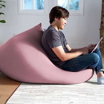 Yogibo Short Bean Bag Lounger Chair for Adults, Kids and Teens with Filling, Soft, Plush, Comfy, Sen...