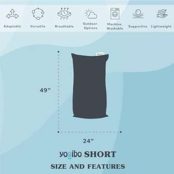 Yogibo Short Bean Bag Lounger Chair for Adults, Kids and Teens with Filling, Soft, Plush, Comfy, Sensory Lounge Beanbag Loveseat, Washable Cover, Flamingo