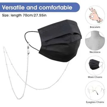 WLLHYF Eyeglass Chains Women Beaded Cute Glass Cord Frames Lanyard String Necklace Stylish Sunglasses Strap Prevent Loss (silver pearl)