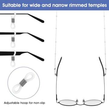 WLLHYF Eyeglass Chains Women Beaded Cute Glass Cord Frames Lanyard String Necklace Stylish Sunglasses Strap Prevent Loss (silver pearl)