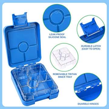 Pawtong Bento Lunch Box Set With 10oz Soup Thermo, Leak-proof Lunch Containers with 4 Compartment, Kids Hot Thermo Food Jar/Insulation Lunch Bag, Food Containers for School（Dinosaur）