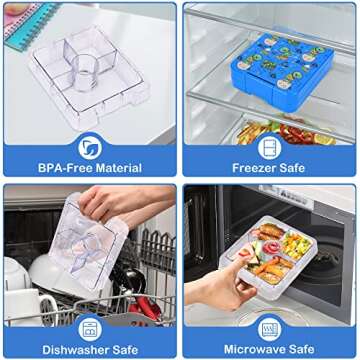 Pawtong Bento Lunch Box Set With 10oz Soup Thermo, Leak-proof Lunch Containers with 4 Compartment, Kids Hot Thermo Food Jar/Insulation Lunch Bag, Food Containers for School（Dinosaur）