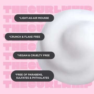 Cake Beauty Whipped Curl Defining & Volumizing Mousse – Aloe Vera Vitamin E for Flexible Hold - Vegan No Heat Curls Wavy Curly Hair Sulfate Cruelty Free Products For Women