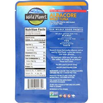 Wild Planet Wild Albacore Tuna Pouch - Sustainably Caught & Non-GMO, 3 Oz
