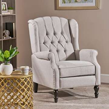 Christopher Knight Home Walter Fabric Recliner, Light Grey Dimensions: 34.75”D x 28.00”W x 41.25”H