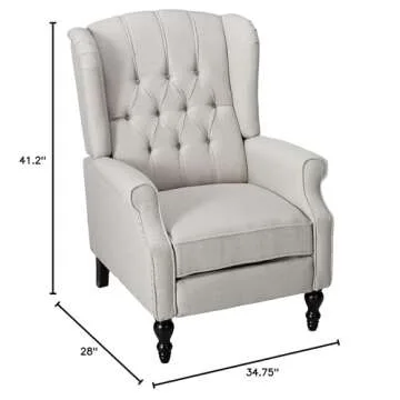 Christopher Knight Home Walter Fabric Recliner, Light Grey Dimensions: 34.75”D x 28.00”W x 41.25”H