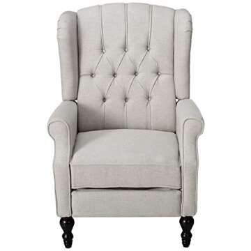Christopher Knight Home Walter Fabric Recliner, Light Grey Dimensions: 34.75”D x 28.00”W x 41.25”H
