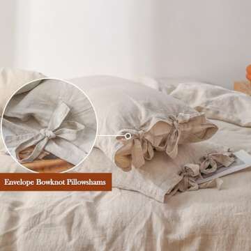 Simple&Opulence 100% Linen Duvet Cover Set, 3 Pieces Belgian Flax Breathable Bedding, King Size 104''x92'' (1 Comforter Cover+2 Pillowshams) with Tie Closure Style,Linen