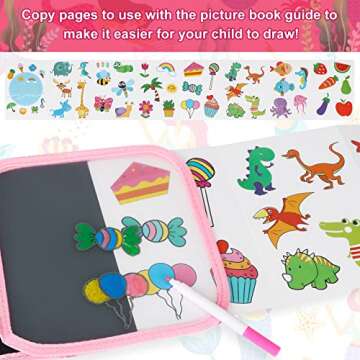 Qrytoi Erasable Book Doodle Set for Kids,Magic Drawing Book for Kids,Reusable Drawing Book 12 Watercolor Pens 14 Page Drawing,Road Trip Car Game Writing Painting Set for Boys and Girls (Mermaid)