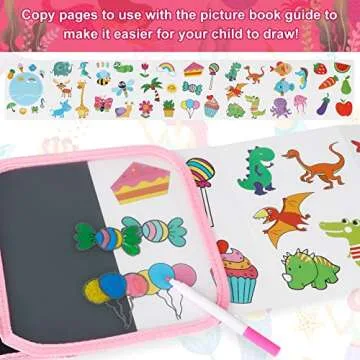 Qrytoi Erasable Book Doodle Set for Kids,Magic Drawing Book for Kids,Reusable Drawing Book 12 Watercolor Pens 14 Page Drawing,Road Trip Car Game Writing Painting Set for Boys and Girls (Mermaid)