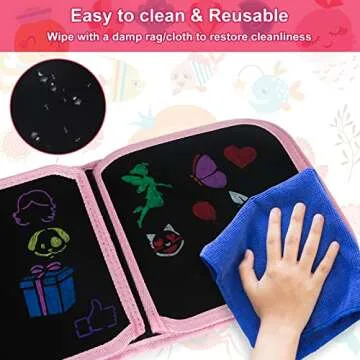 Qrytoi Erasable Book Doodle Set for Kids,Magic Drawing Book for Kids,Reusable Drawing Book 12 Watercolor Pens 14 Page Drawing,Road Trip Car Game Writing Painting Set for Boys and Girls (Mermaid)