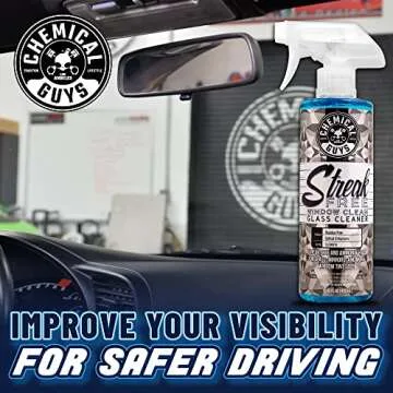 Chemical Guys CLD30016 Streak Free Glass & Window Cleaner (Works on Glass, Windows, Mirrors, Navigation Screens & More; Car, Truck, SUV and Home Use), Ammonia Free & Safe on Tinted Windows, 16 fl oz