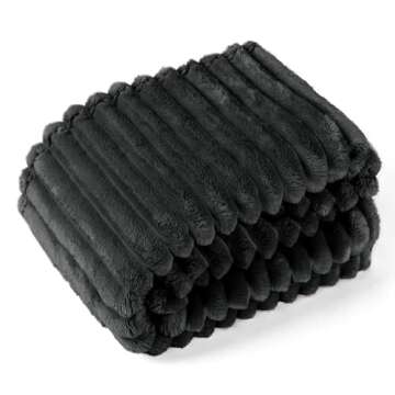 EXQ Home Fleece Throw Blanket for Couch or Bed - 3D Stripe Jacquard Decorative Blankets - Cozy Soft ...