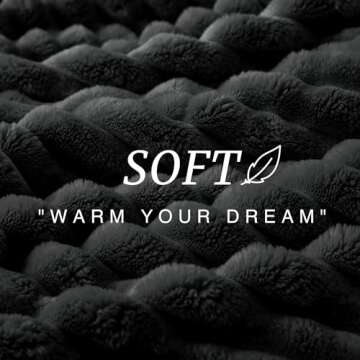 EXQ Home Fleece Throw Blanket for Couch or Bed - 3D Stripe Jacquard Decorative Blankets - Cozy Soft Lightweight Fuzzy Flannel Blanket Suitable for All Seasons(50"×60",Black)