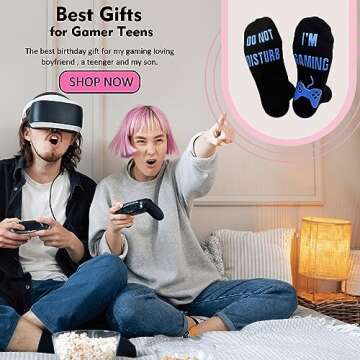 ZXGXLAW Do Not Disturb I'm Gaming Socks,Birthday Gifts For Men Boy Dad Teen Boys Gamer Fathers Day C...