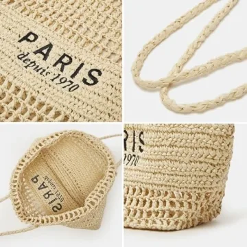 OWGSEE Straw Bag for Women Summer Trendy Foldable Mesh Crochet Tote Bag Straw Beach Purses and Handbags for Vacation (Blue)