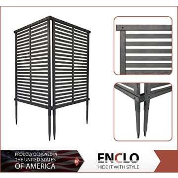 Enclo Privacy Screens EC18013 4.5ft H x 3ft W No Dig Charcoal Color Alpine WoodTek Vinyl Privacy Fen...